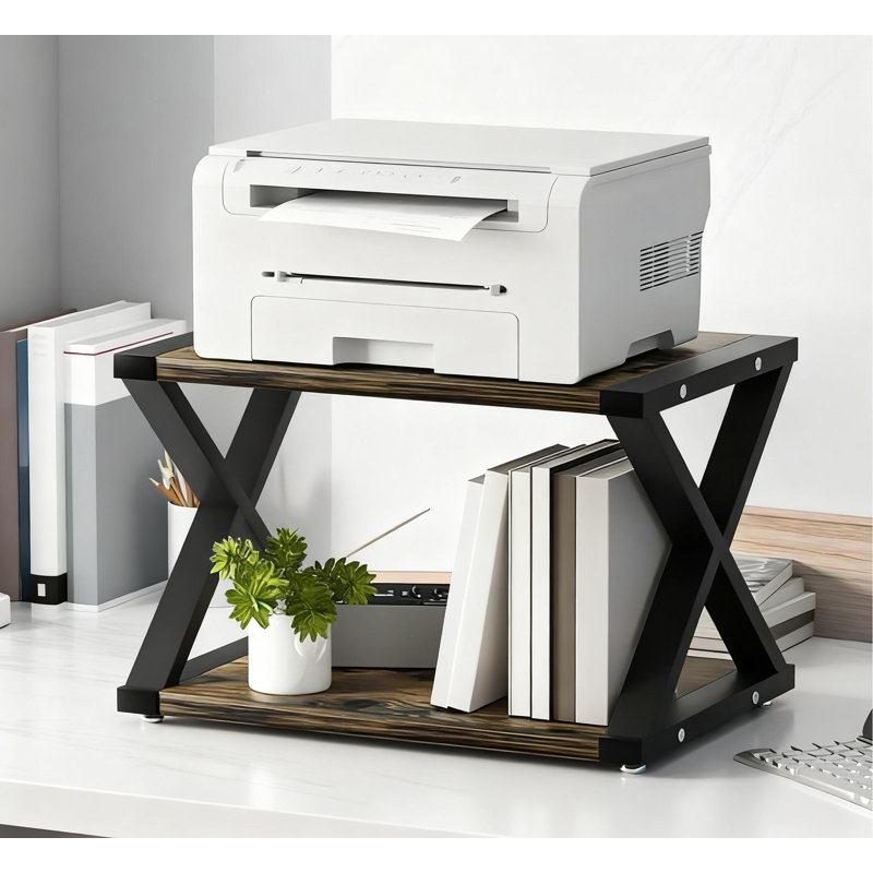 Support d'imprimante robuste à 2 niveaux, organisateur de bureau avec tapis antidérapant pour fax, scanneur, bureau et usage domestique
