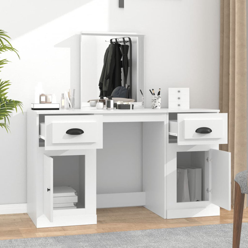 Alfeu Dressing Table with Mirror, White