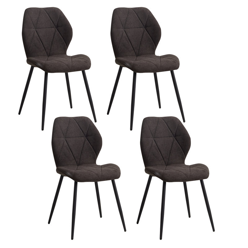 Miko 50cm H Velvet Upholstered Metal Side Chair, Black