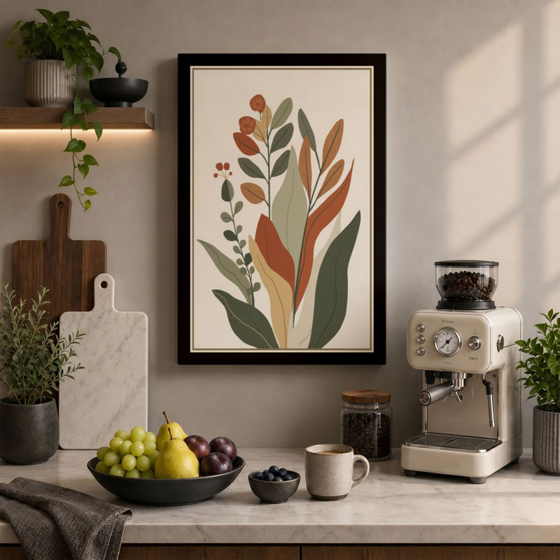 Study Botanical - Wrapped Canvas, 24x16 - 61.0 x 40.6 cm, Terracotta Border