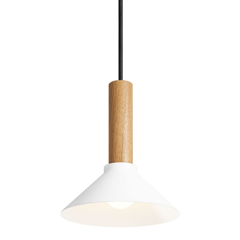 Emblem 1 - Light Pendant, White, White Oak, 9" H x 18" W x 18" D
