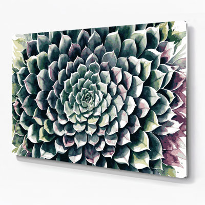 Art mural botanique gris Echeveria