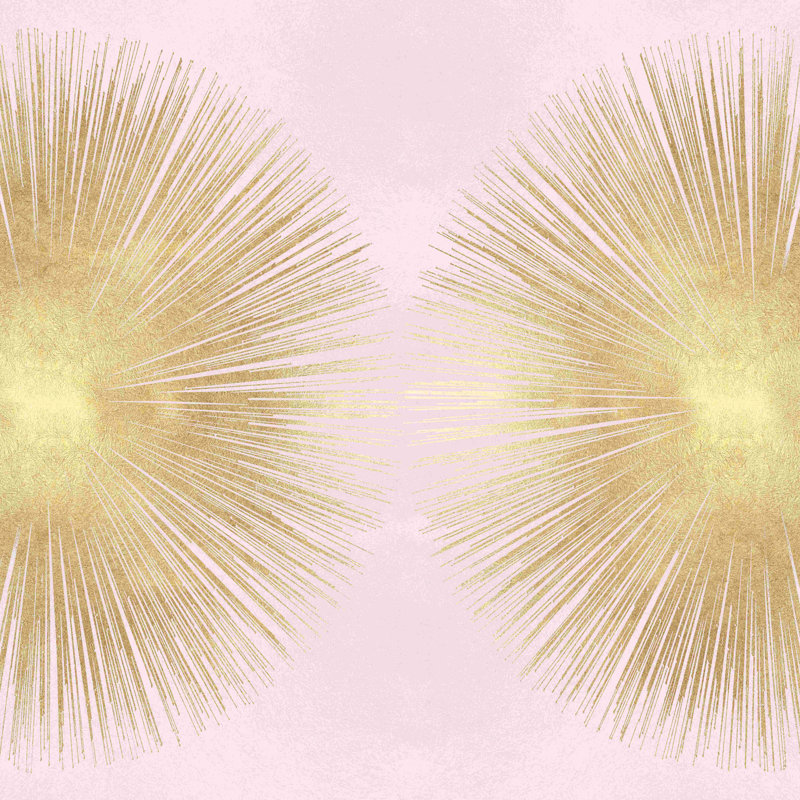 Sunburst Gold on Pink Blush II - peinture sur toile tendue, H 12 po x l 12 po