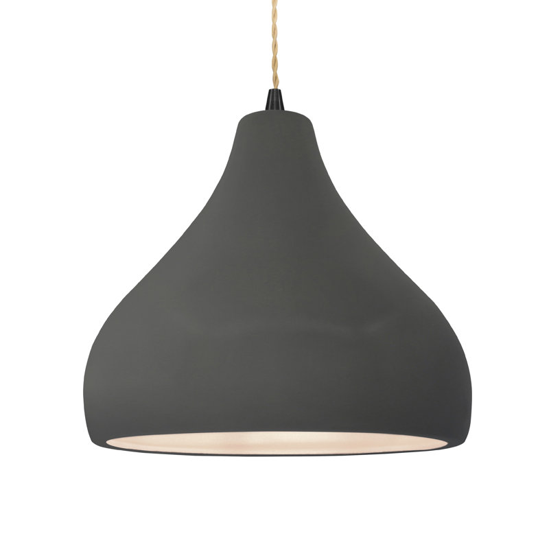 Luminaire suspendu à 1 lumière Meydan, Gris brillant, Noir mat, H 9,5 po x l 13,5 po x P 13,5 po