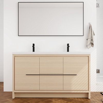 Meuble-lavabo double 60 po avec plateau en résine
