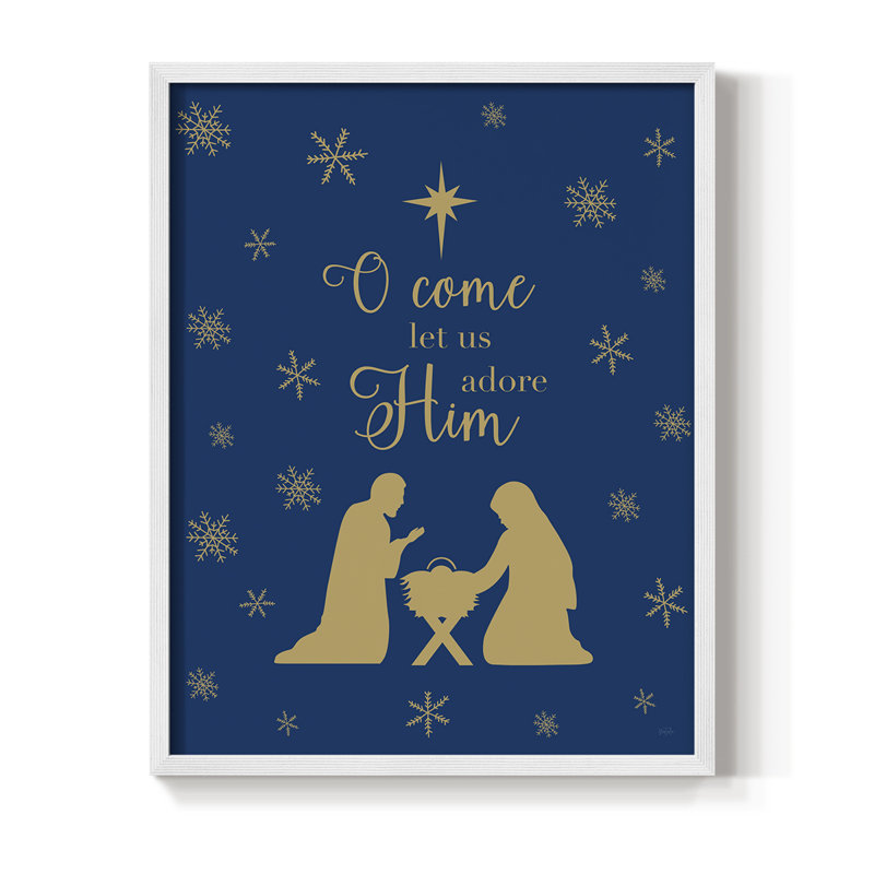 «Come Let Us Adore him», reproduction encadrée - bois massif, H 30 po x l 24 po, Blanc