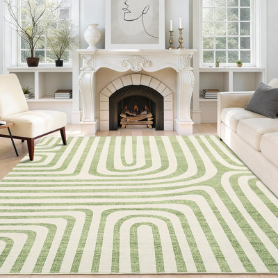 Tapis lavables 8 po x 10 pi, tapis doux antidérapant et pliable, pour couloir, cuisine, chambre à coucher et salon, animaux de compagnie, tapis de style moderne, vert