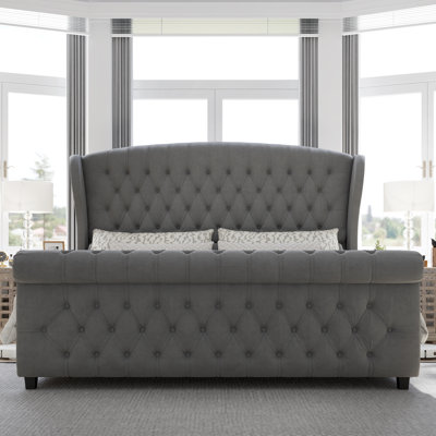 Upholstered Wingback Bed