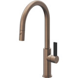 Corsano Contemporary Pull Down Kitchen Faucet with Button Sprayer High Arc Spout and BFB Series Handle