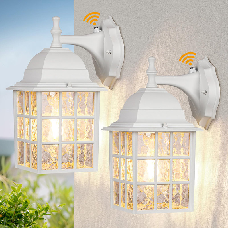 Dusk to Dawn Outdoor Wall Lantern 2 Pack (Bulbs not Included), White