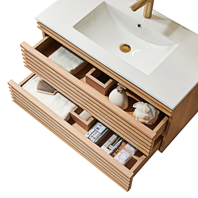 Meuble-lavabo mural simple avec lavabo en céramique
