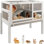 38" L Wooden 2-Story Guinea Pig Cage Indoor with Stand, Rabbit Hutch with Ramp & Hideout, Small Animal Habitat with Leak-Proof Pull-Out Tray