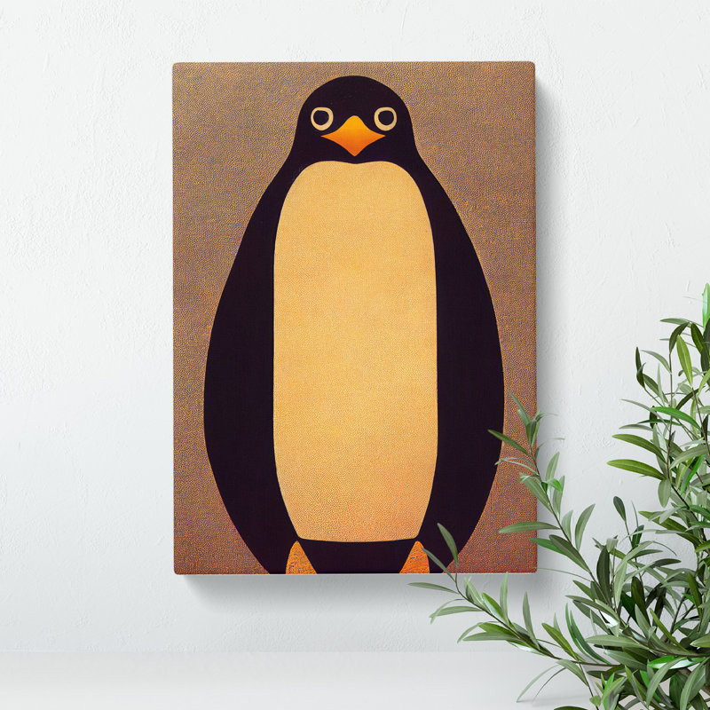 Retro Penguin Art No.1 - Wall Art, 76cm H x 50cm W x 3cm D, Wrapped Canvas