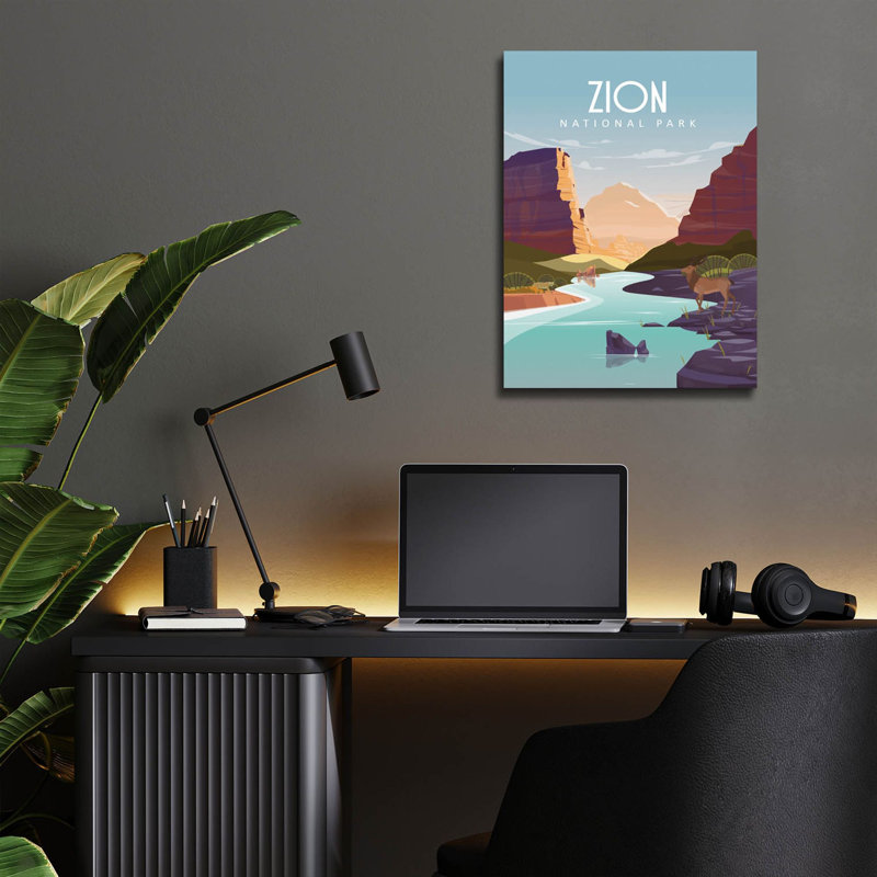 «Zion National Park» par Arctic Frame Studio, art mural en verre acrylique, H 16 po x l 12 po x P 0,13 po