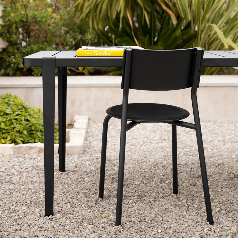 Midi Outdoor Dining Side Chair, Graphite Black