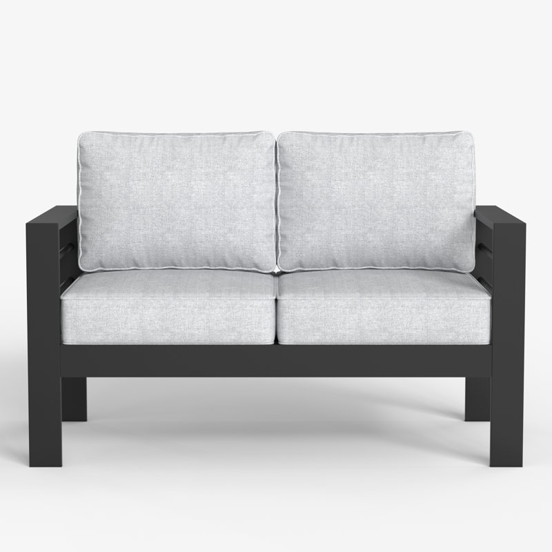 127cm Wide Metal Loveseat with Cushions, Black