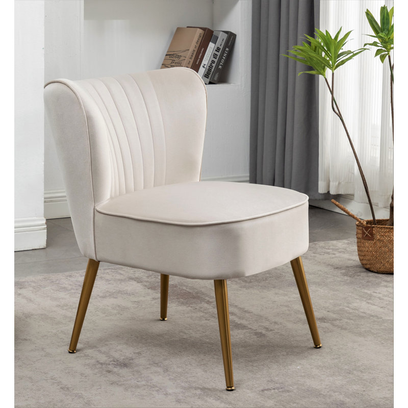 Upholstered Slipper Chair, Ivory