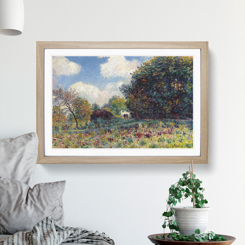 The Road in the Woods by Alfred Sisley - Picture Frame Painting, 27cm H x 36cm W x 2cm D, Oak Framed
