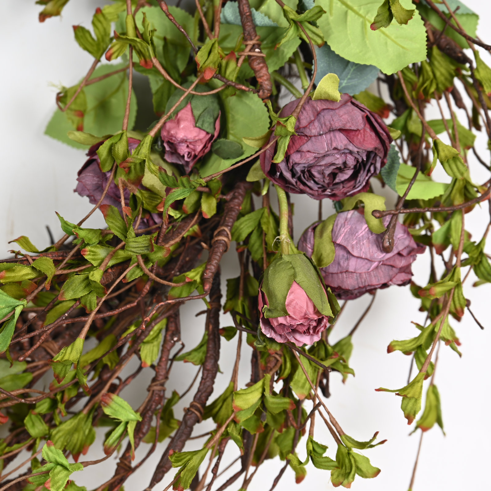 24" Handcrafted Twig No Holiday Wreath, Purple