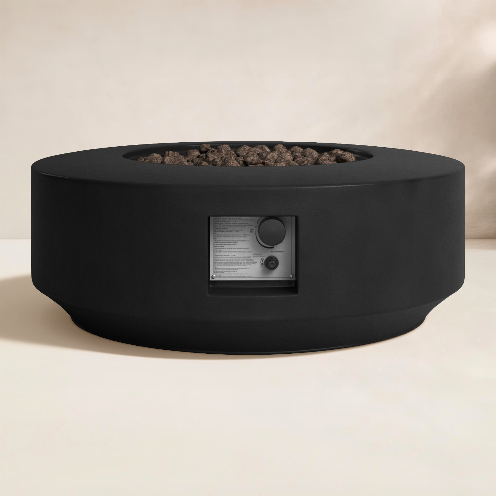 Rashid Round Fire Pit Table, Charcoal