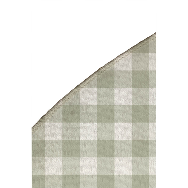 Proper Gingham Non-Slip Outdoor Rug, Round 5'