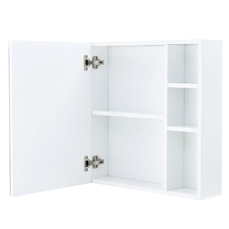 Armoire de salle de bain à miroir murale blanche, miroir transparent, cloisons internes pour le rangement d'articles de toilette avec armoire
