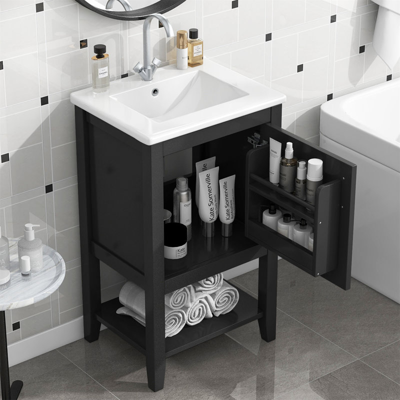 Ensemble de meuble-lavabo simple 20 po Shevonda, Noir, noir, noir, noir