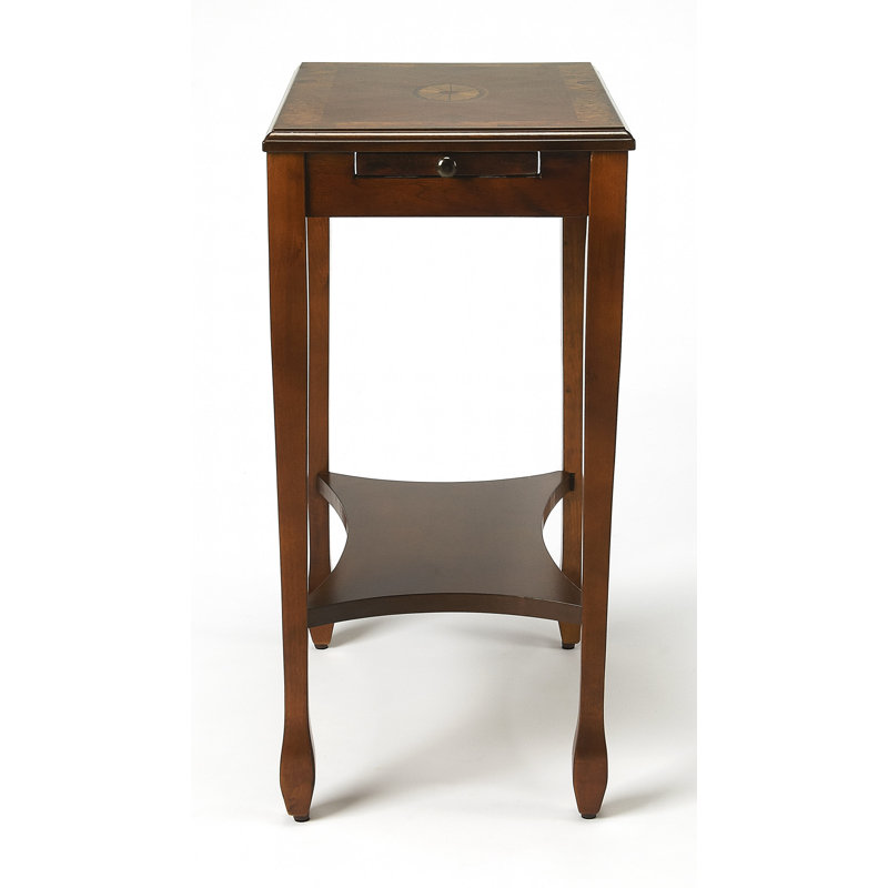 Table de bout rectangulaire en bois manufacturé brun moyen 25 "avec tablette, Brun bois