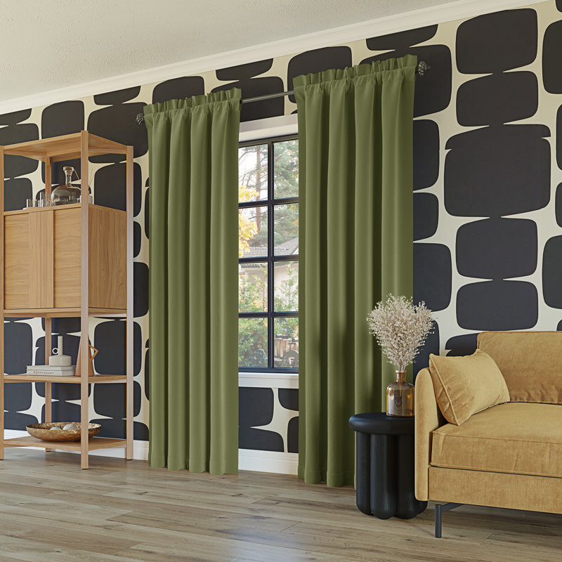 Sage Green Blackout Rod Pocket Curtain Panel 52" x 95"