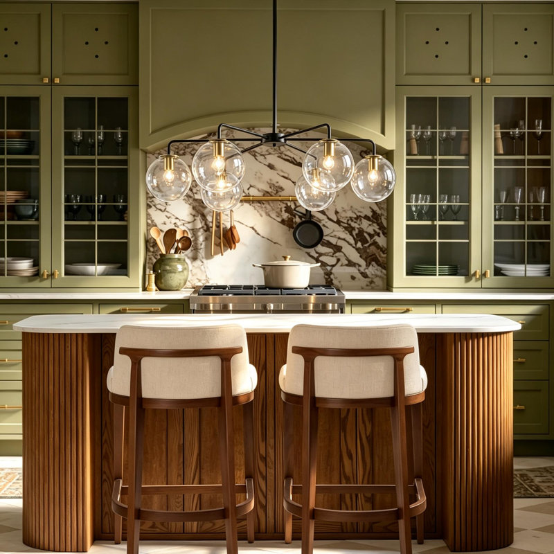 Luminaire suspendu sphérique en verre 6 lumières Royelle