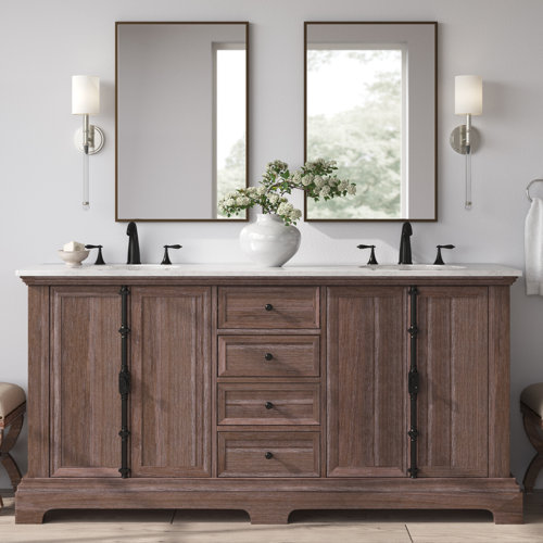 Greyleigh™ Tolliver 72'' Double Bathroom Vanity with Quartz Top ...
