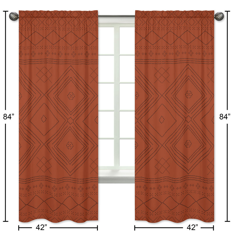 Paire de rideaux semi-transparents avec passe-tringle Boho Tribal (ensemble de 2) orange et noir par Sweet Jojo Designs
