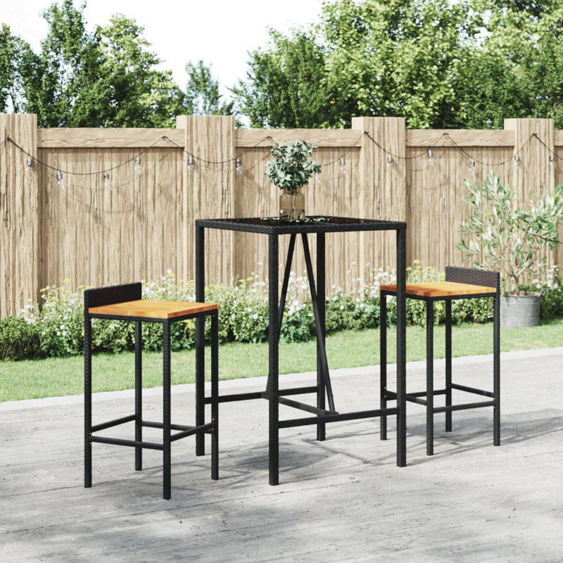  Ensemble de bar de jardin noir
