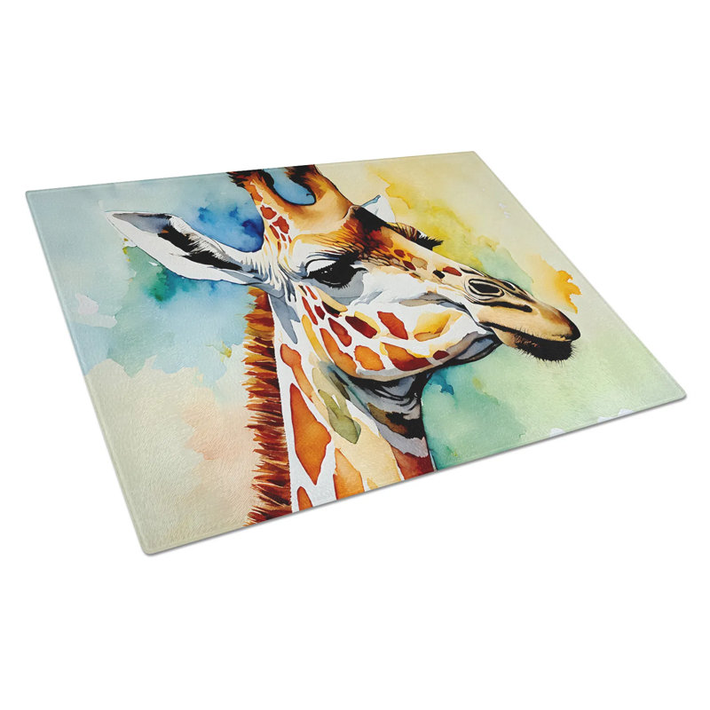 Decorative Tempered Glass Cutting Board With Vibrant Artwork, Non-Slip Kitchen Chopping Board