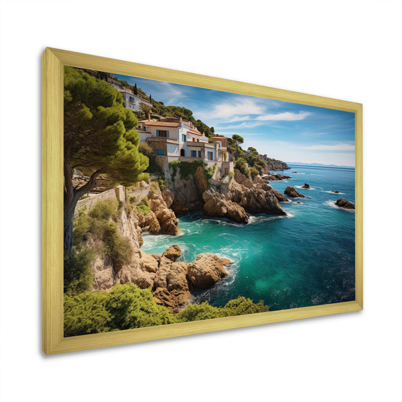 Spain Mediterranean Serenity I - Nautical & Beach Wall Decor, H 24 po x l 32 po x P 1 po, Cadre doré à une seule photo