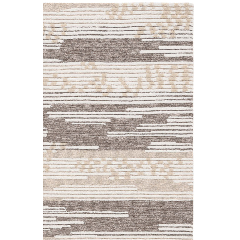 Martha Stewart 300 Hand Tufted Wool/Cotton with Latex Abstract Rug in Beige/Brown/Cream, Runner 2'3" x 8'