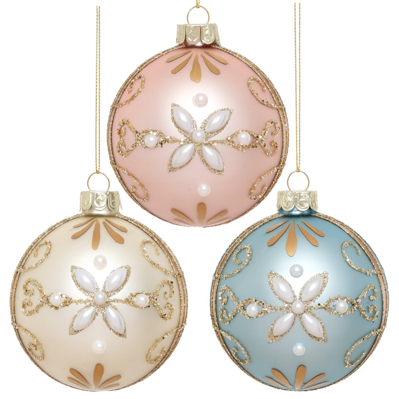 Floral Pearl Ornament, 3 Inches