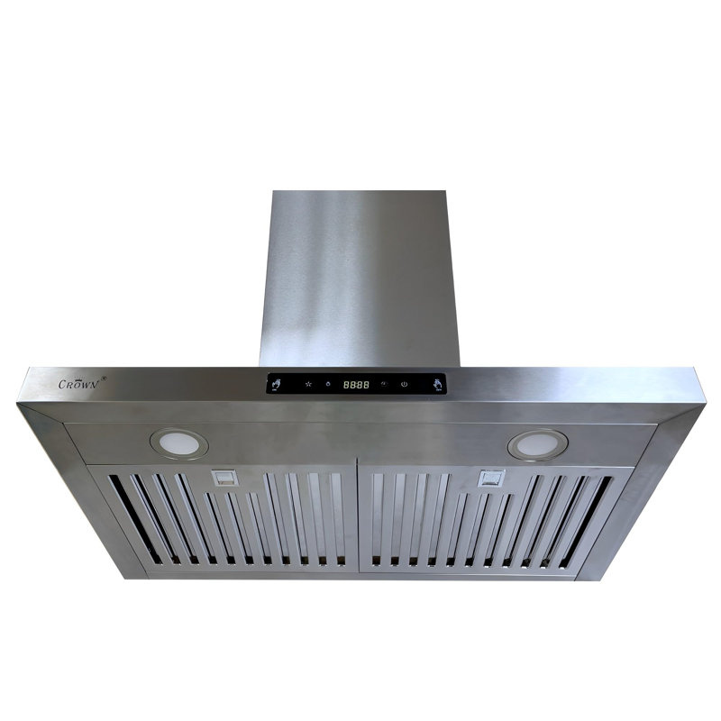 Hotte de cuisine CROWN 900 CFM, contrôle des mouvements en acier inoxydable, hotte de cuisine murale avec filtres à chicane, 2 lumières DEL PRO-B09 / 30