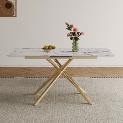 Expandable Dining Table With Retractable Leaf, Ideal For Small Spaces, Combining Sturdiness And Elegance For Daily Use And Entertaining