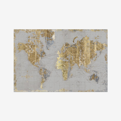 Gilded Map Light Grey by Wild Apple Portfolio - Print