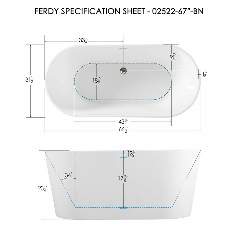 Shangri-La 67" BN, 67'' L X 31.50'' W X 23.20'' H, Brushed Nickel