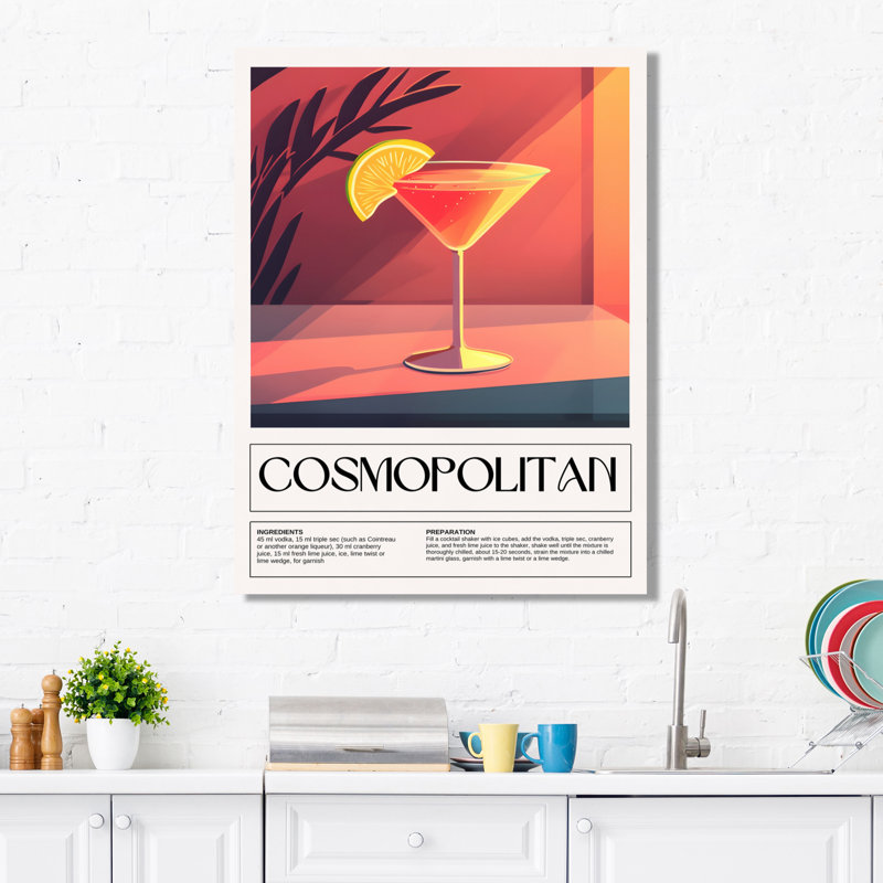 Reproduction d'art mural Mid Century Cosmopolitan Cocktail Lime Wedge II, Toile tendue, H 20 po x l 12 po