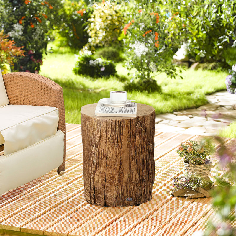Tabouret d'arbre en béton, table d'appoint décorative avec plateau rond, pour une utilisation intérieure et extérieure, finition naturelle, polyvalente, peut supporter jusqu'à 198 lb de table, et pour l'extérieur, capacité