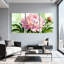 Pivoine fleur peinture à l'aquarelle sur toile tendue ensemble de 3 panneaux pour salon chambre à coucher-1345825859