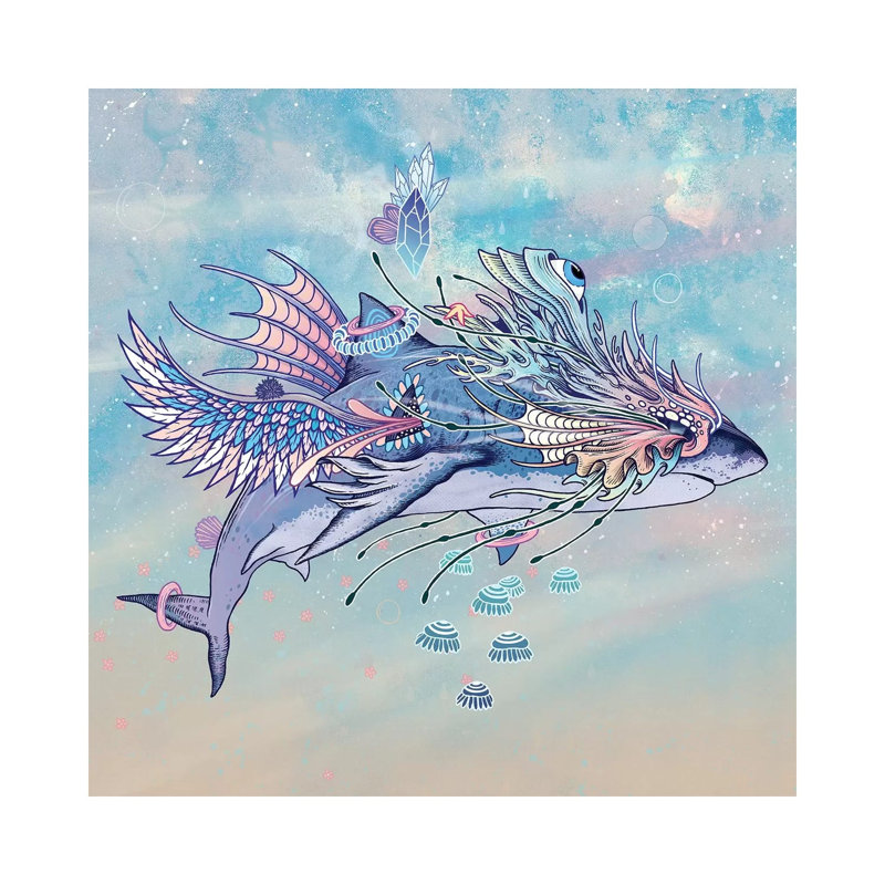 Journeying Spirit (Shark) 1 Piece Wrapped Canvas Painting, 30.48 cm H x 30.48 cm W
