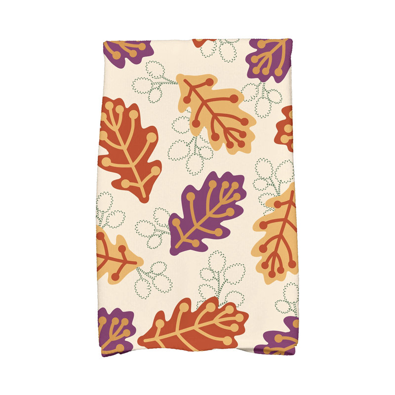Débarbouillettes à imprimé floral Retro Leaves, Mauve