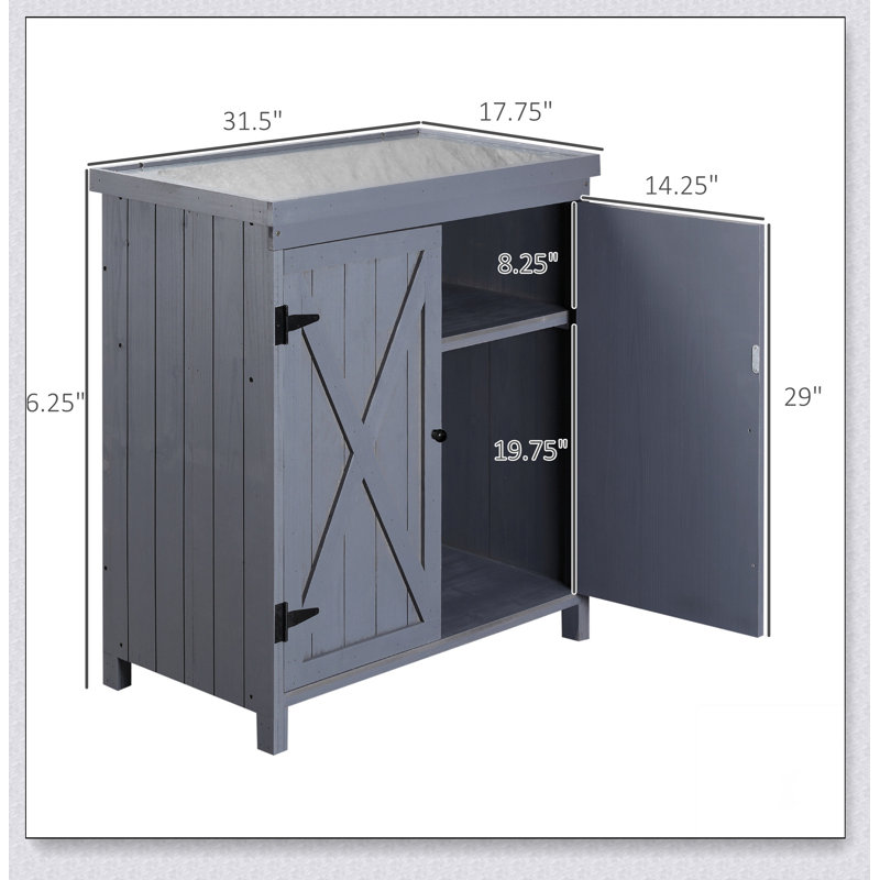 Outdoor Garden Storage Cabinet with Galvanized Top