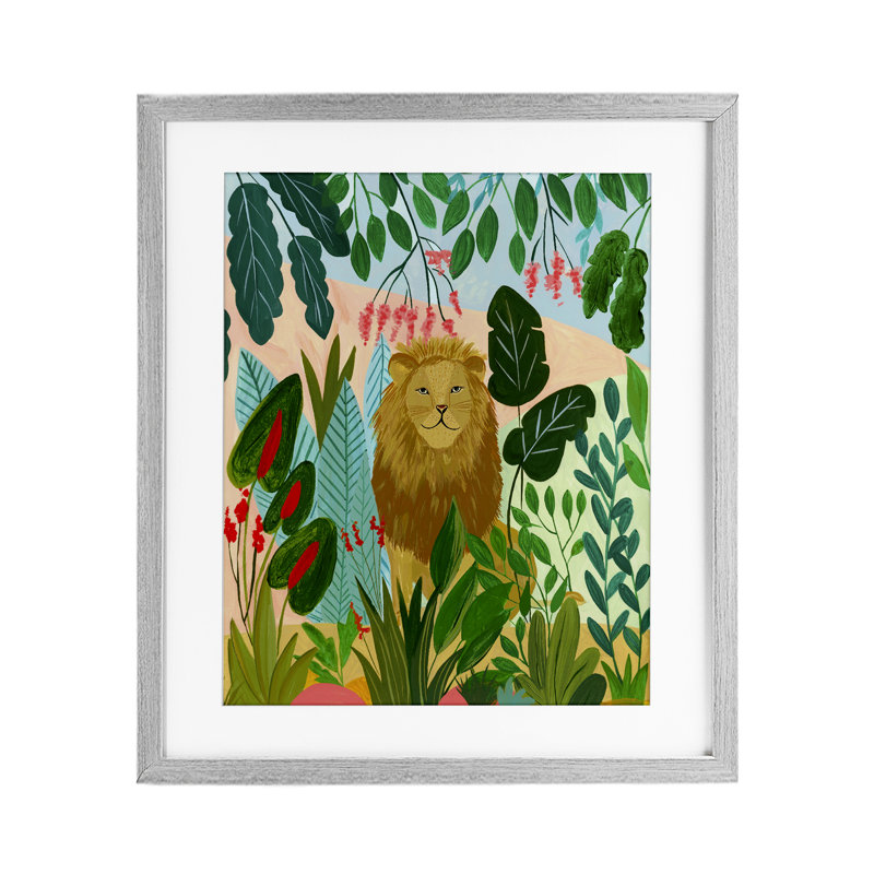 «Stoic Lion Tropical Forest», reproduction encadrée sous verre, conception de Nabeela Rumi, H 16 po x l 13 po