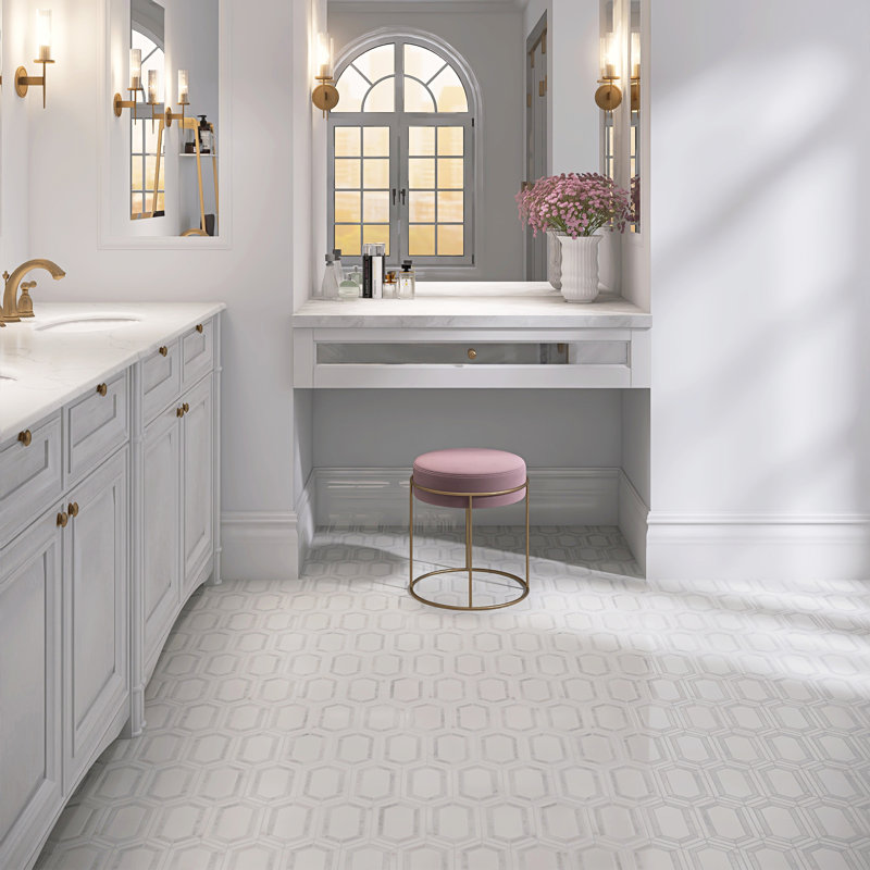Natural Carrara 4" x 7" Marble Mosaic Wall Tile