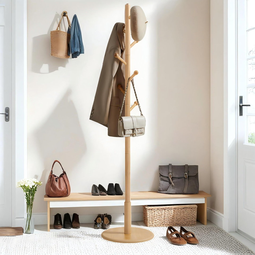 Shamita 67.6" H Solid Wood 7-Hook Freestanding Coat Rack 